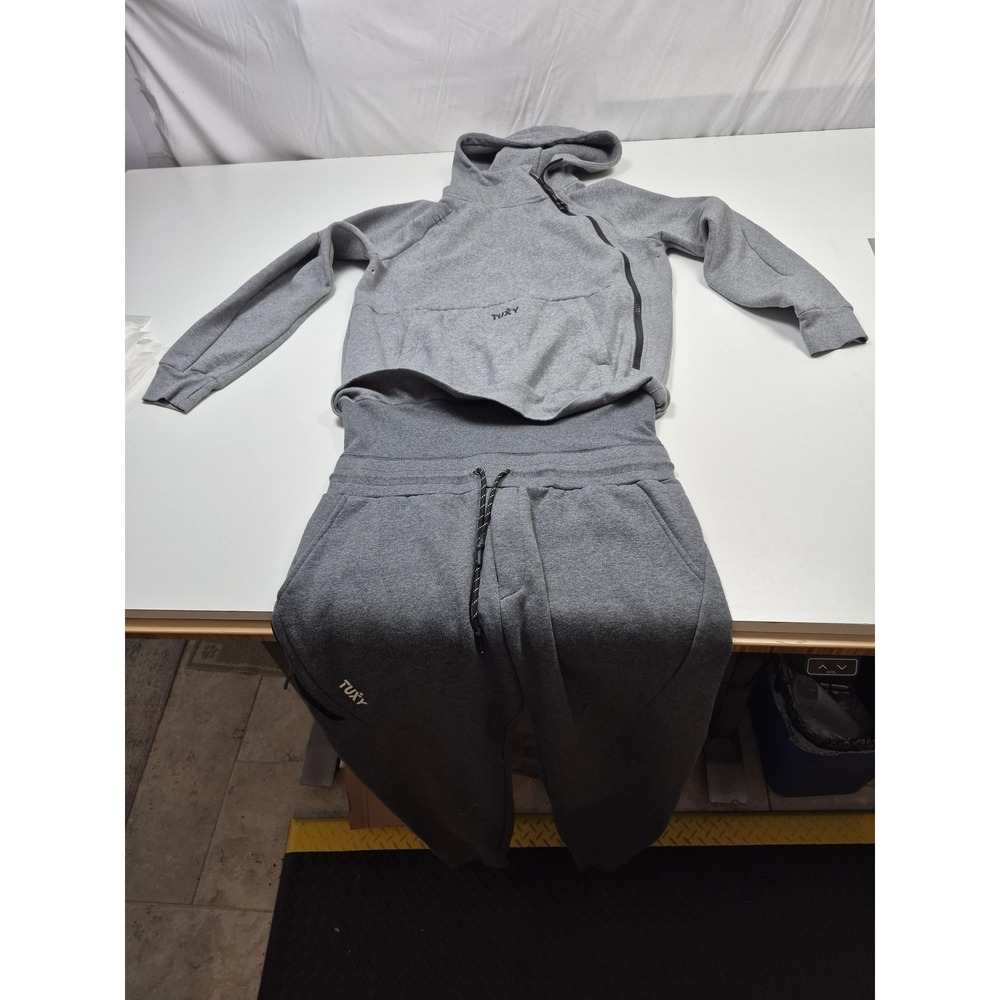 Tuxy Tracksuit Hoodie Joggers Set Mens XL Gray Fleece 2 Piece Logo Sweatsuit